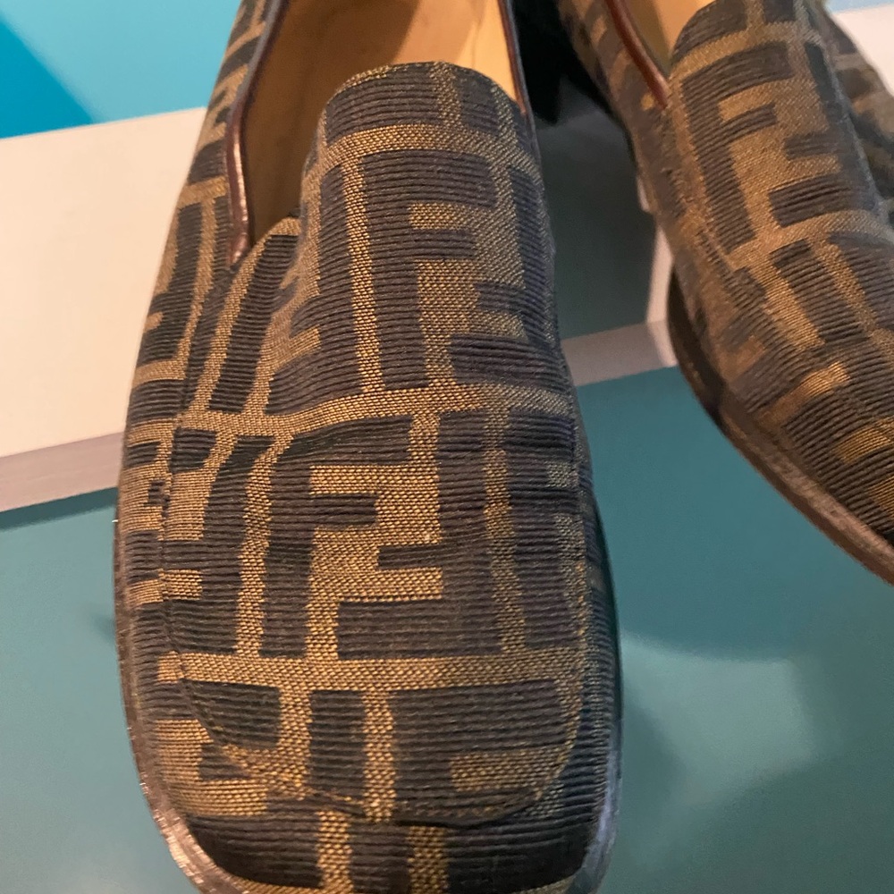 Fendi Brown Monogram Slip-On Loafers